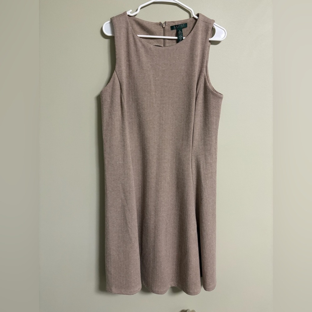 LRL Ralph Lauren French Terry Sleeveless High Neck A Line Dress Herringbone XL